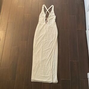 Oh Polly floor length gown, ivory sequin, size 8 NWT
